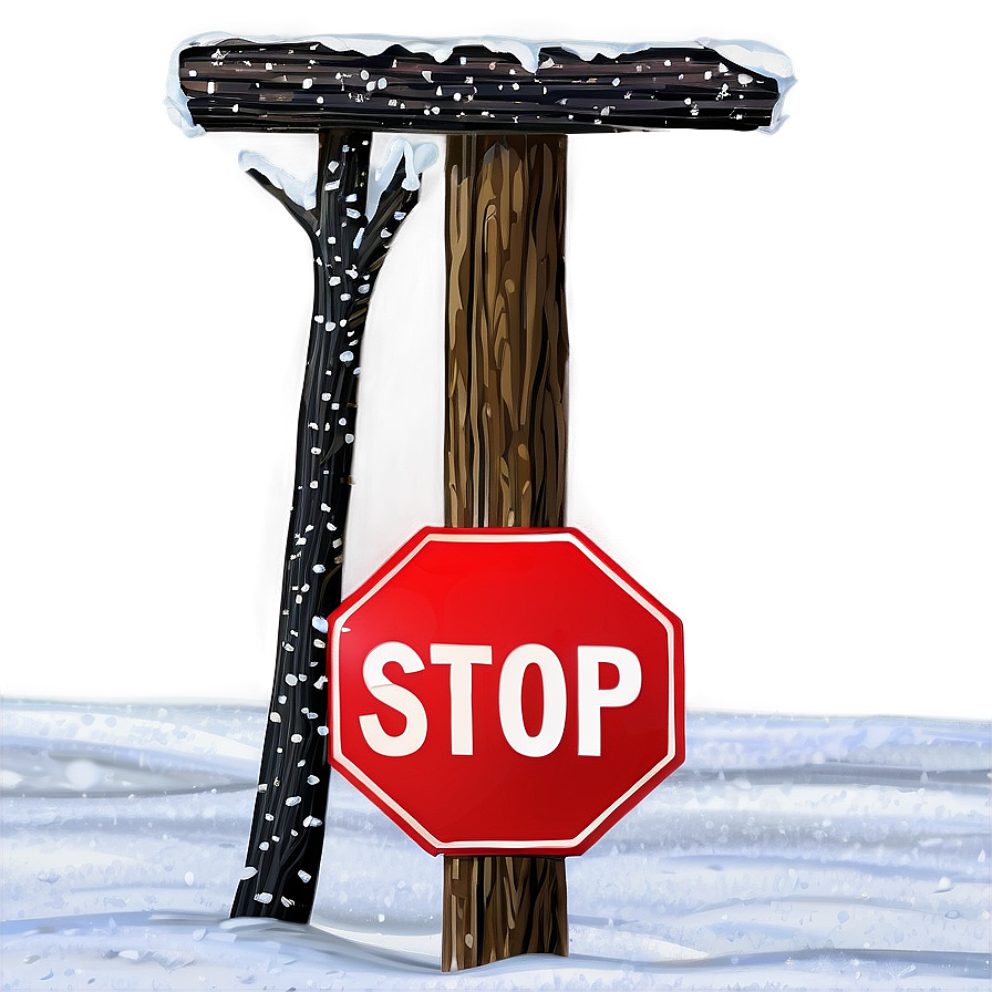 Snowy Stop Sign Png Gwq80