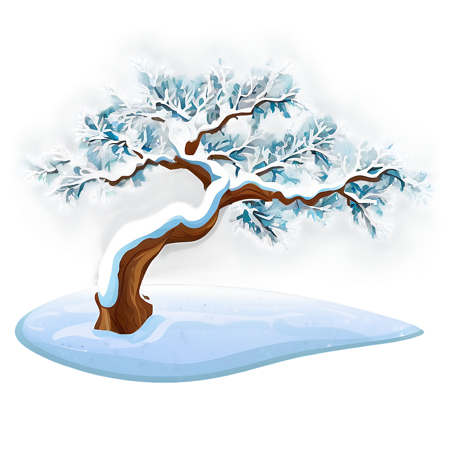 Snowy Tree In Landscape Png Dum