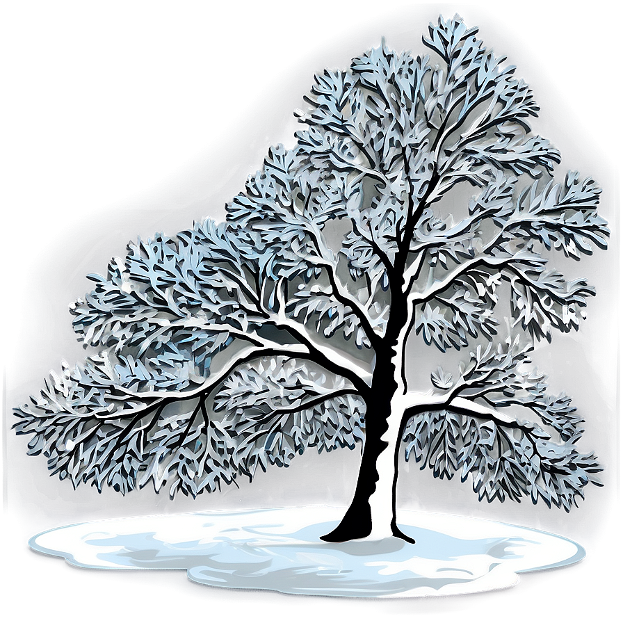 Snowy Tree In Landscape Png Jwx