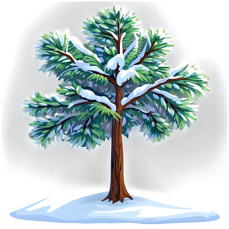 Snowy Tree In Meadow Png Brr24