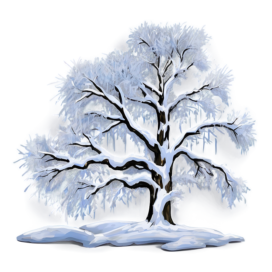 Snowy Tree In Mist Png Trd