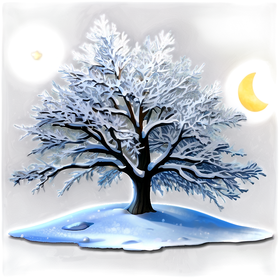 Snowy Tree In Moonlight Png 76