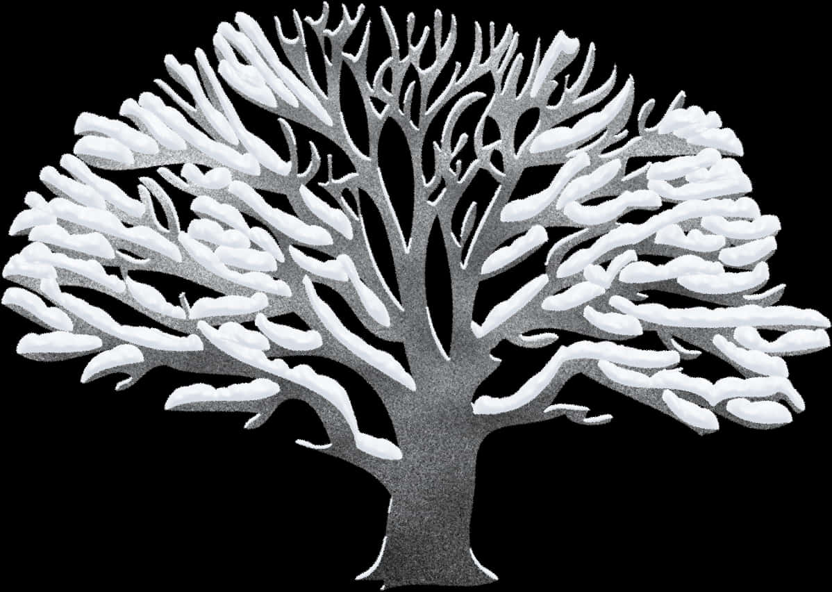 Snowy Tree Silhouette Artwork