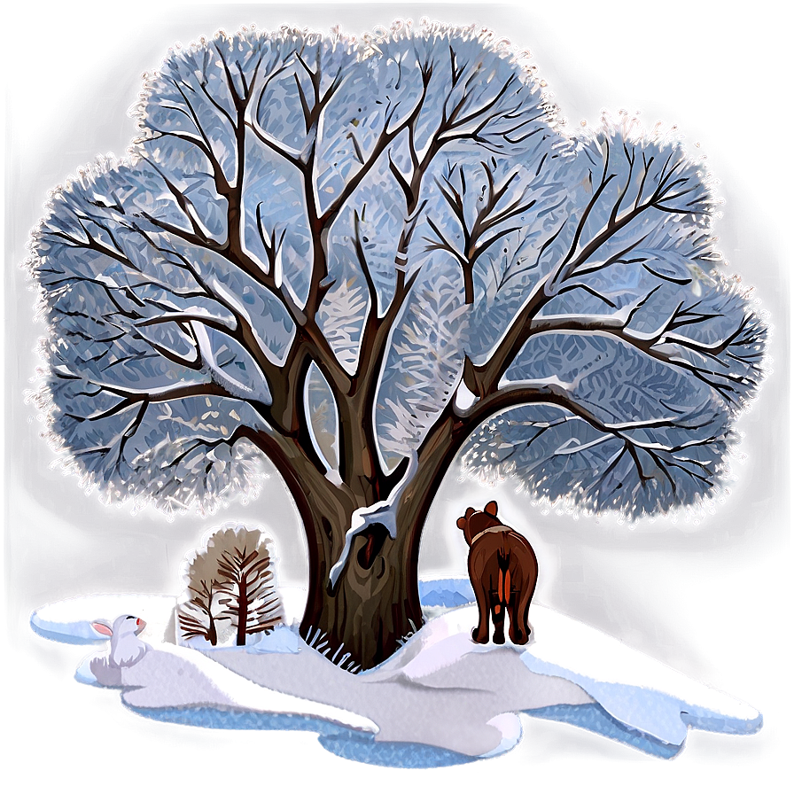 Snowy Tree With Animals Png 06212024