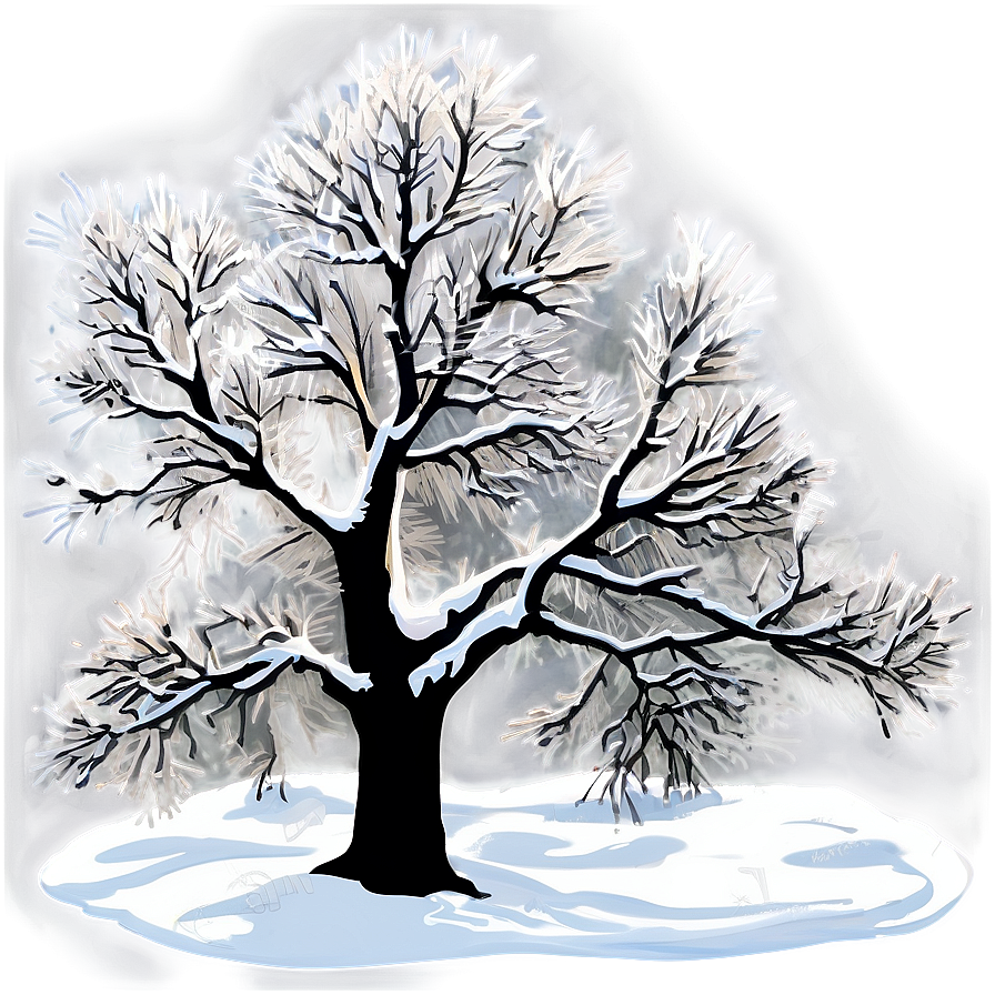 Snowy Tree With Sunray Png 94