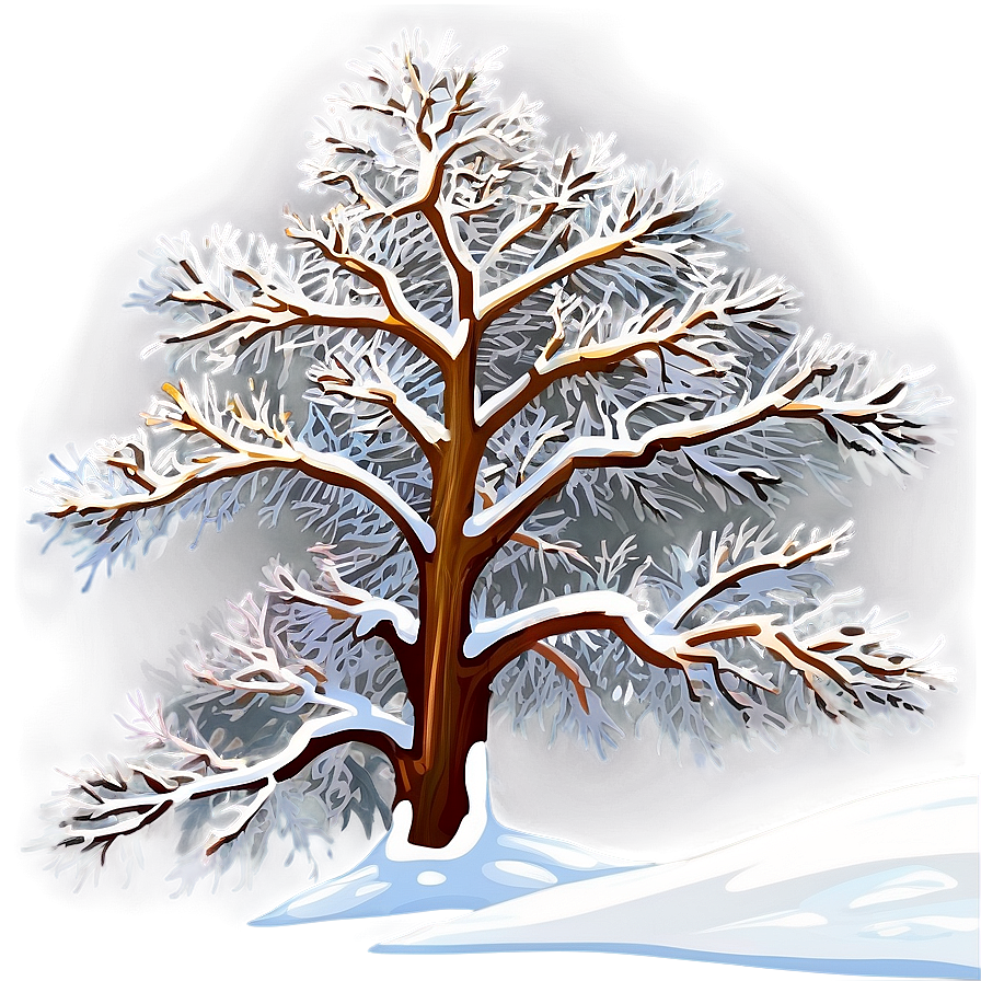 Snowy Tree With Sunray Png Tjn9