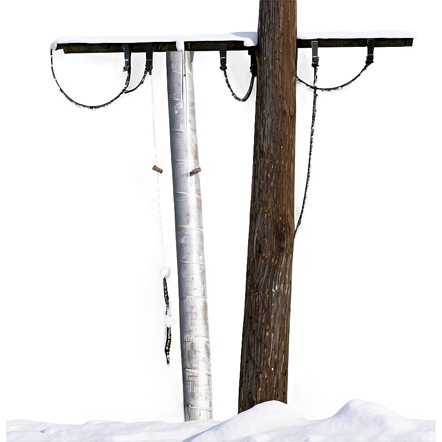 Snowy Utility Line Pole Png 24