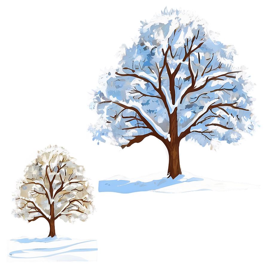 Snowy White Tree Graphic Png 11