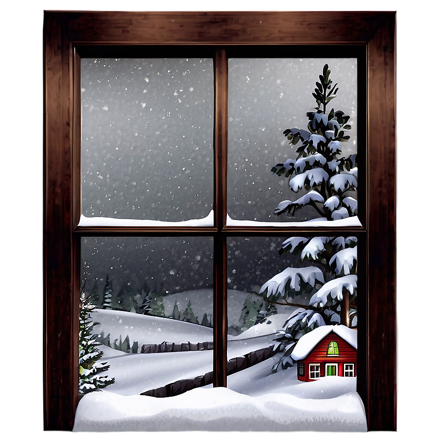 Snowy Window Christmas Scene Png 92