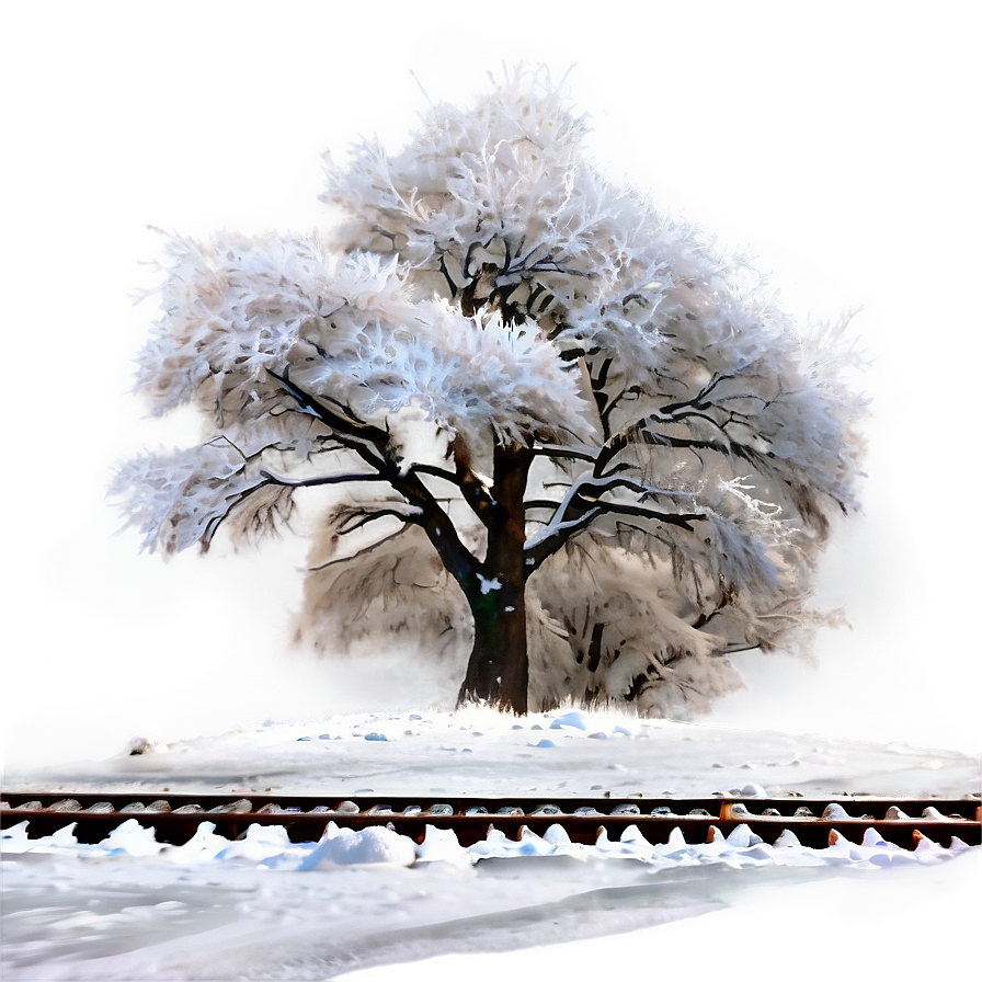 Snowy Winter Scene Railroad Tracks Png 18