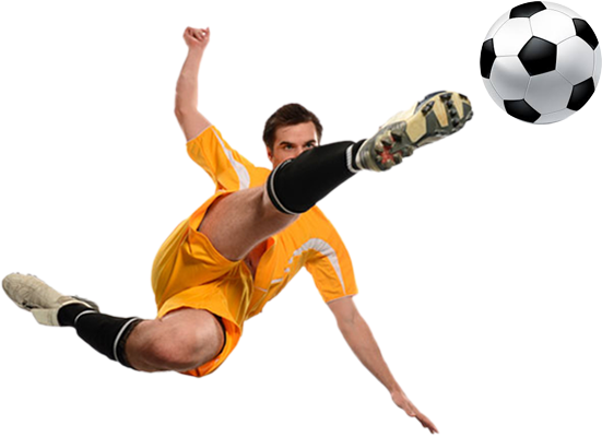 Soccer Player Mid Air Kick