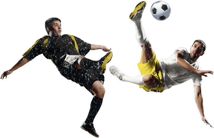 Soccer Players Mid Air Duel