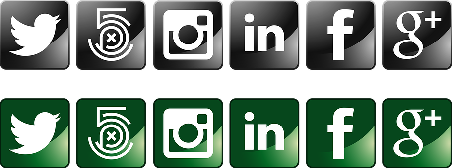 Social Media Icons Black Green
