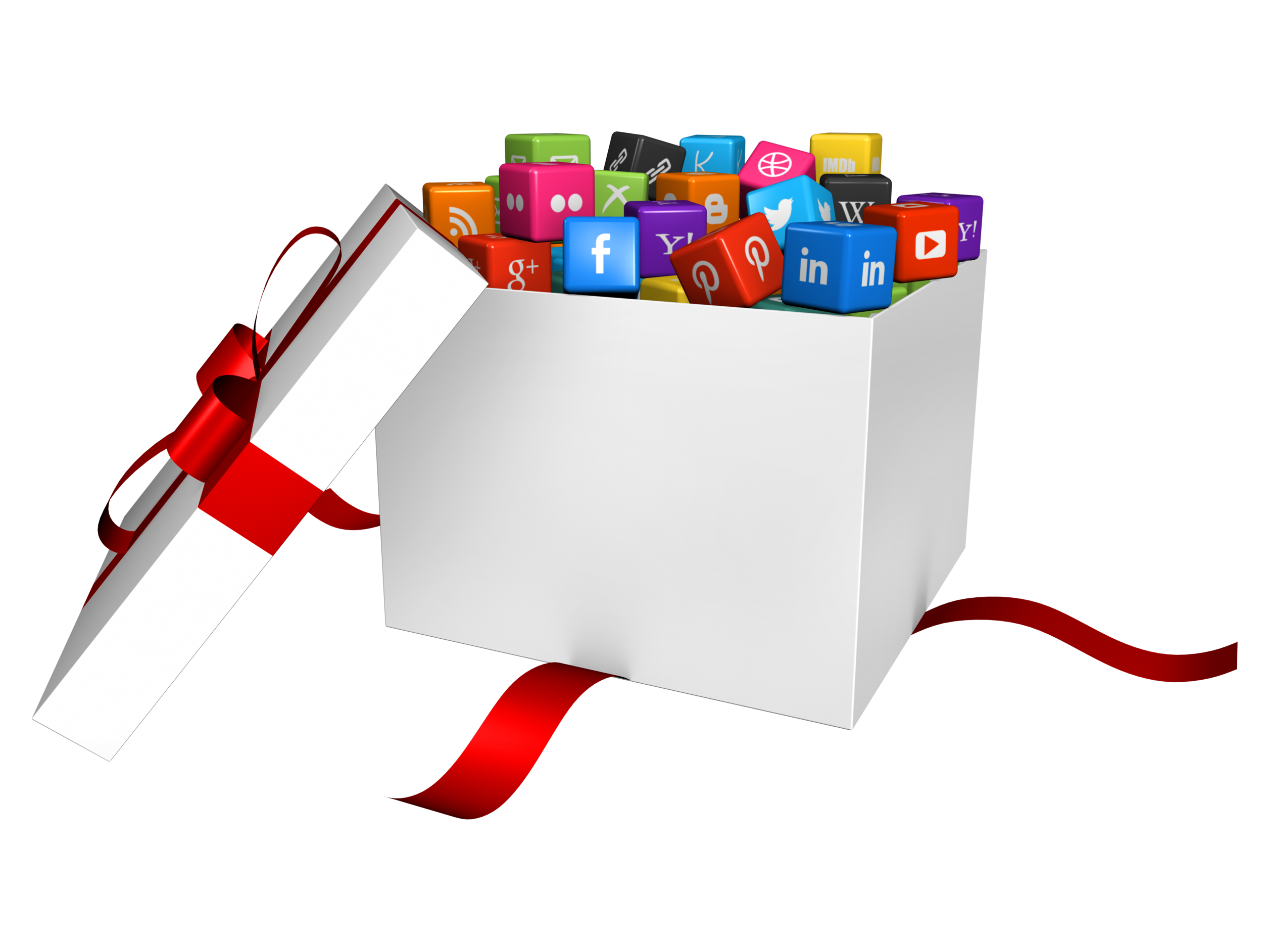 Social Media Icons Gift Box