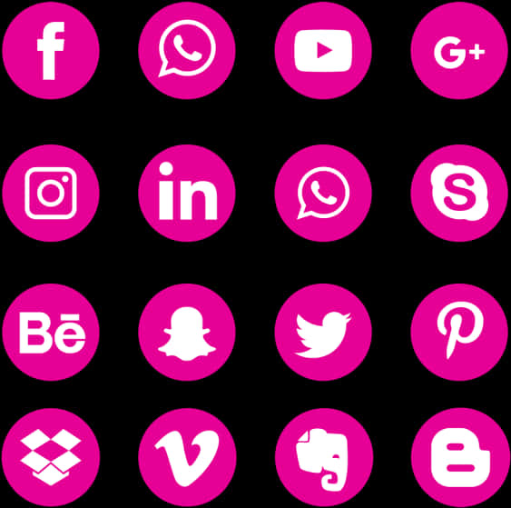 Social Media Icons Pink Background