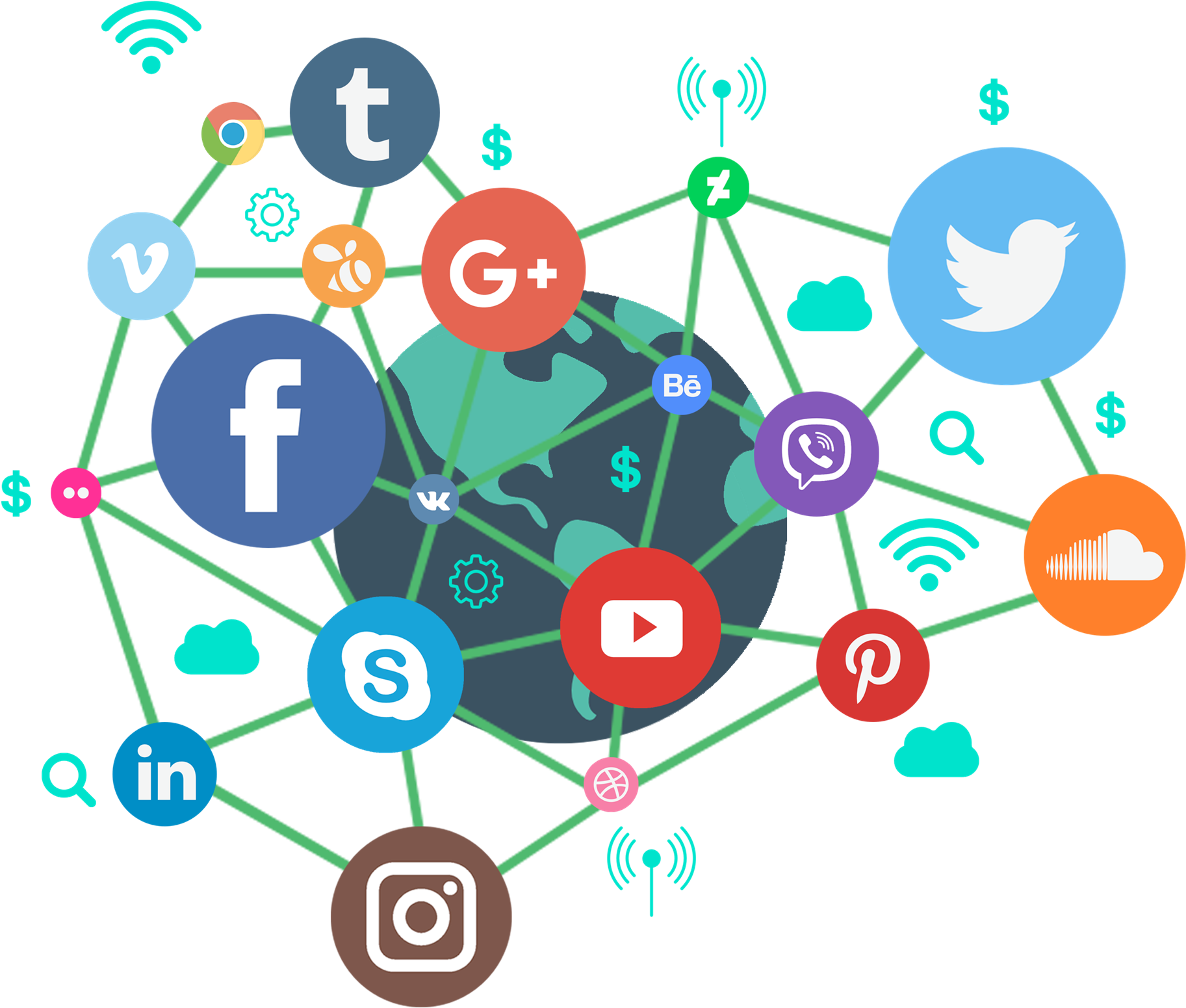 Social Media Network Connectivity Illustration