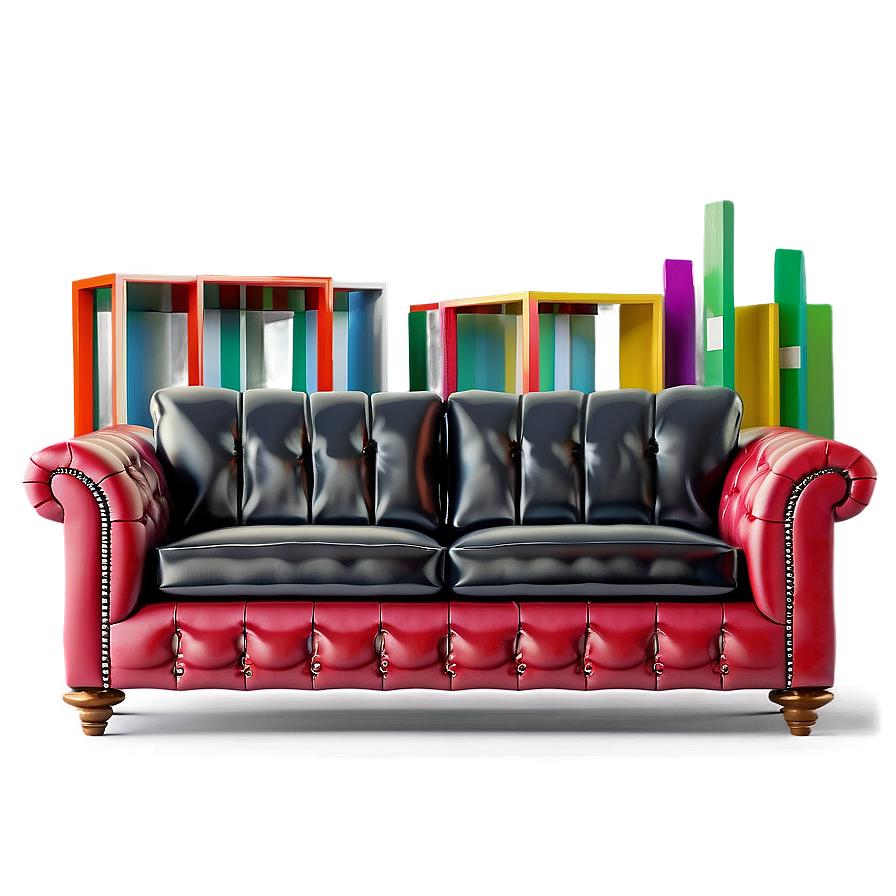 Sofa With Detailed Stitching Png 21