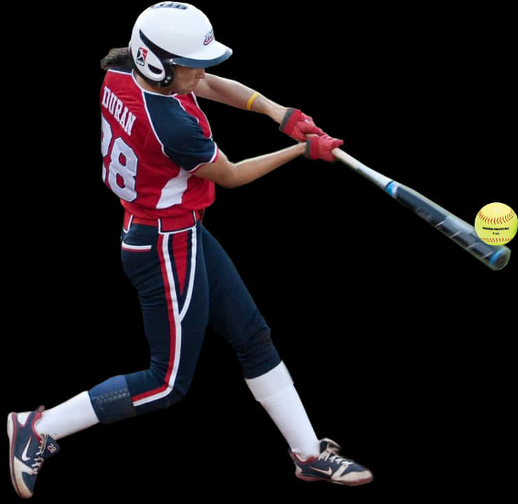 Softball_ Player_ Swinging_ Bat