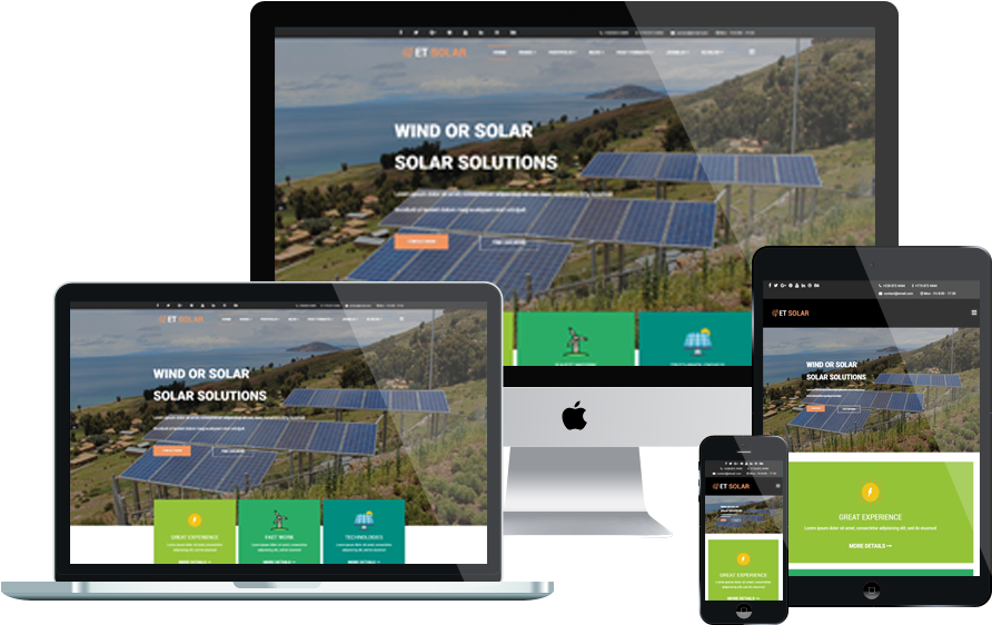 Solar Solutions Responsive Website Mockup
