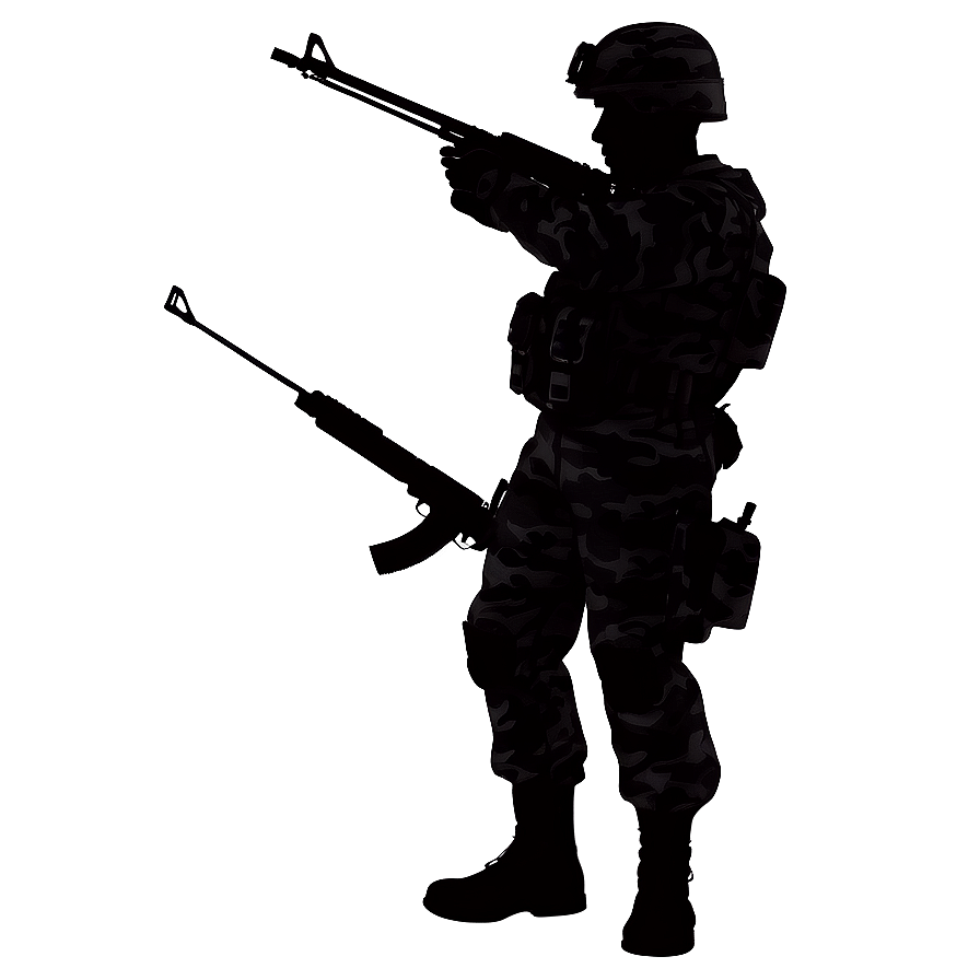 Soldier In Action Silhouette Png Nlr66