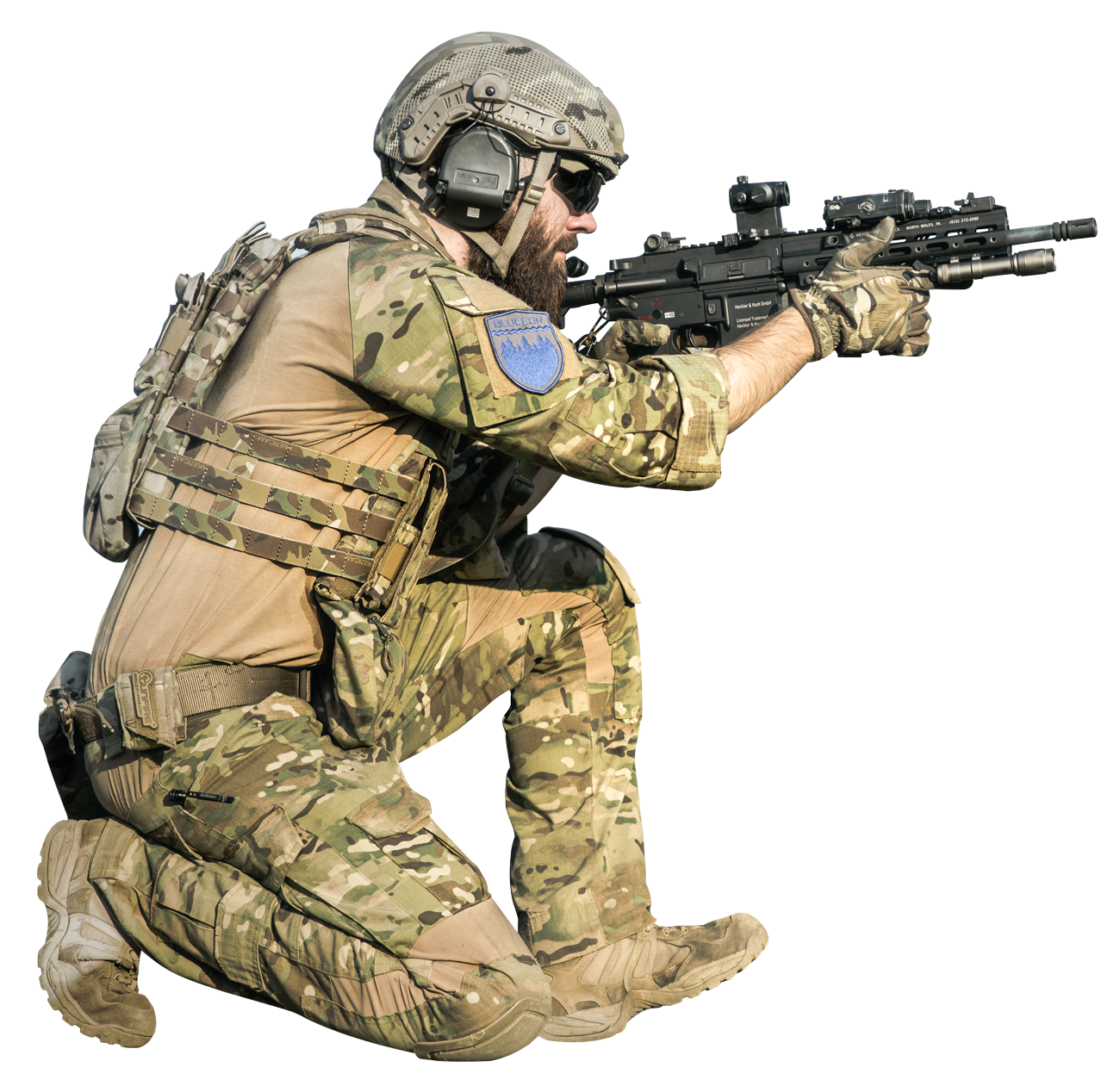 Soldierin Combat Gear Kneelingwith Rifle