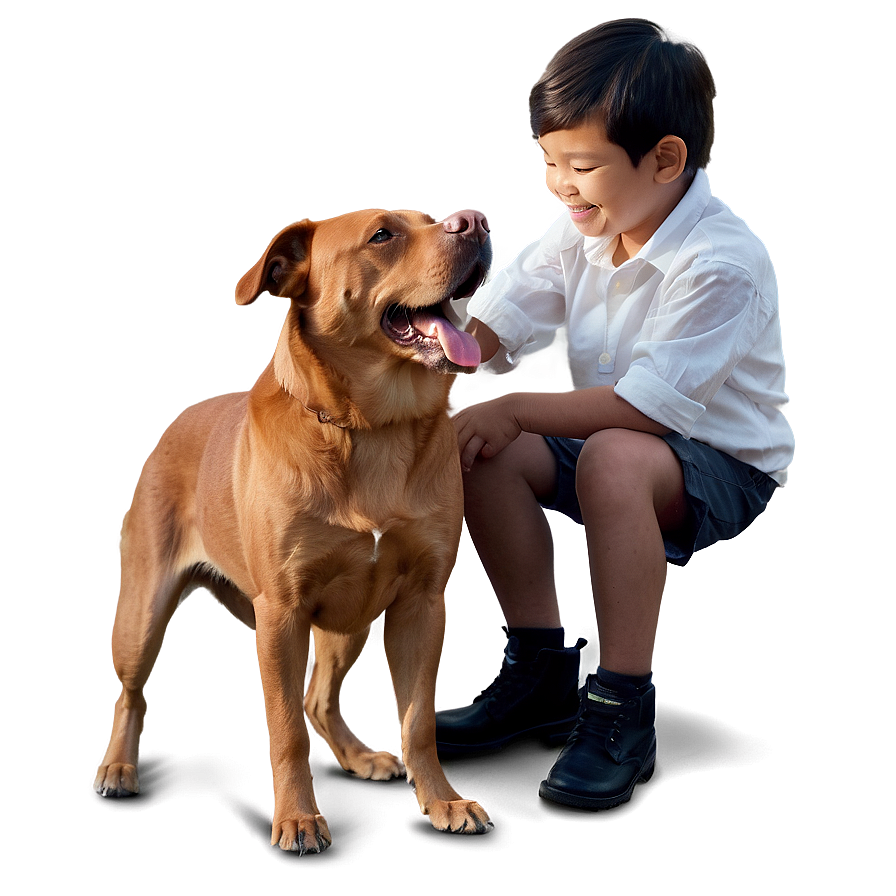 Son And Pet Dog Friendship Png 7