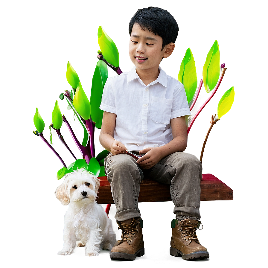 Son And Pet Dog Friendship Png Rxv