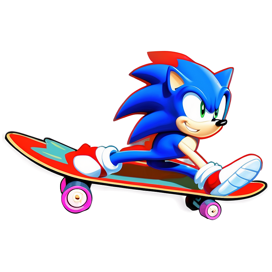 Sonic The Hedgehog Skateboarding Png 05232024