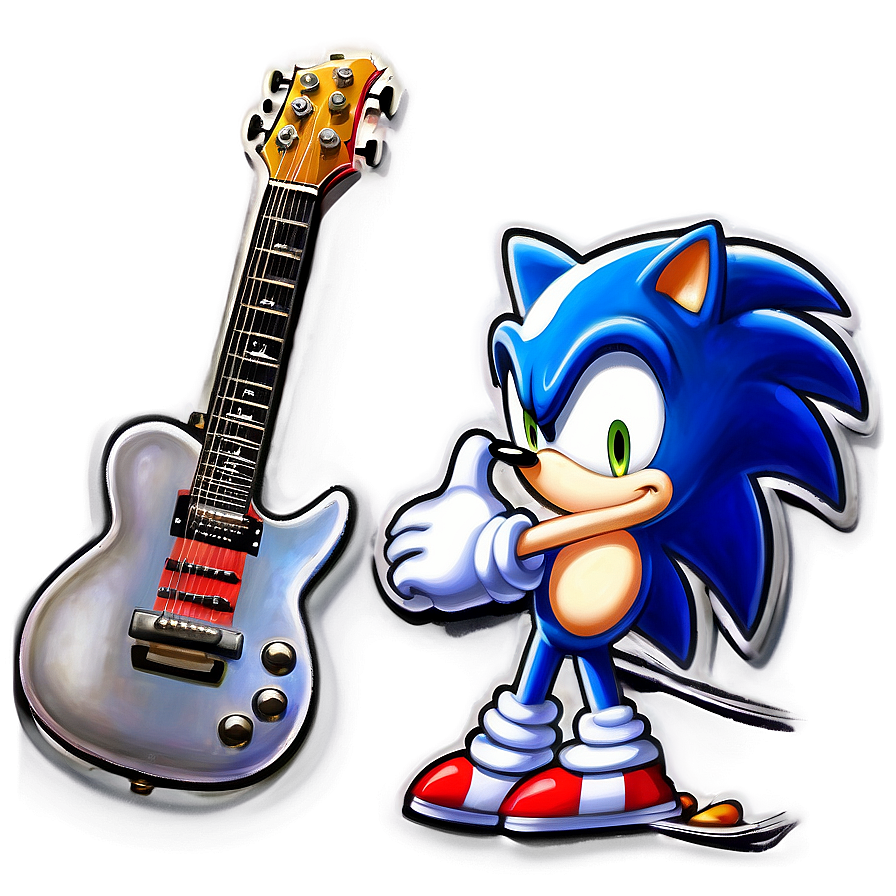 Sonic The Hedgehog With Guitar Png Oun