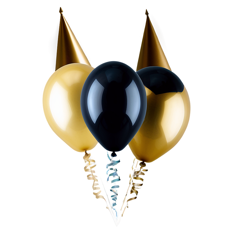 Sophisticated Black Gold Balloons Png 87