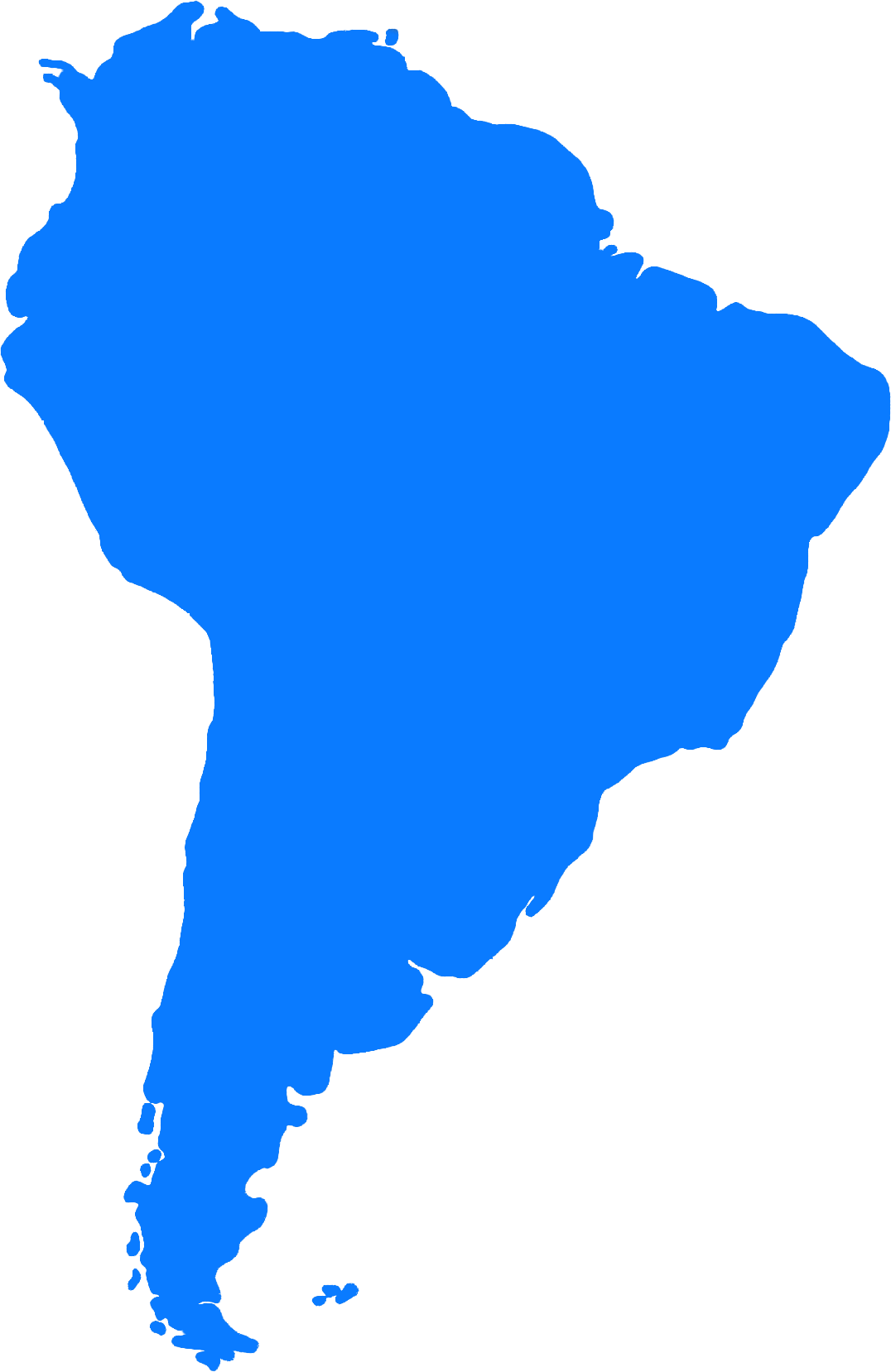 South America Blue Map Silhouette