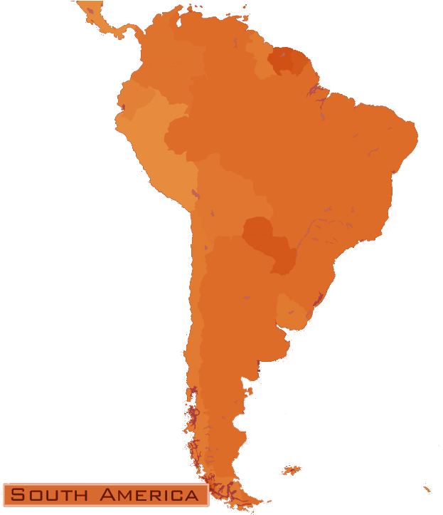 South America Orange Map