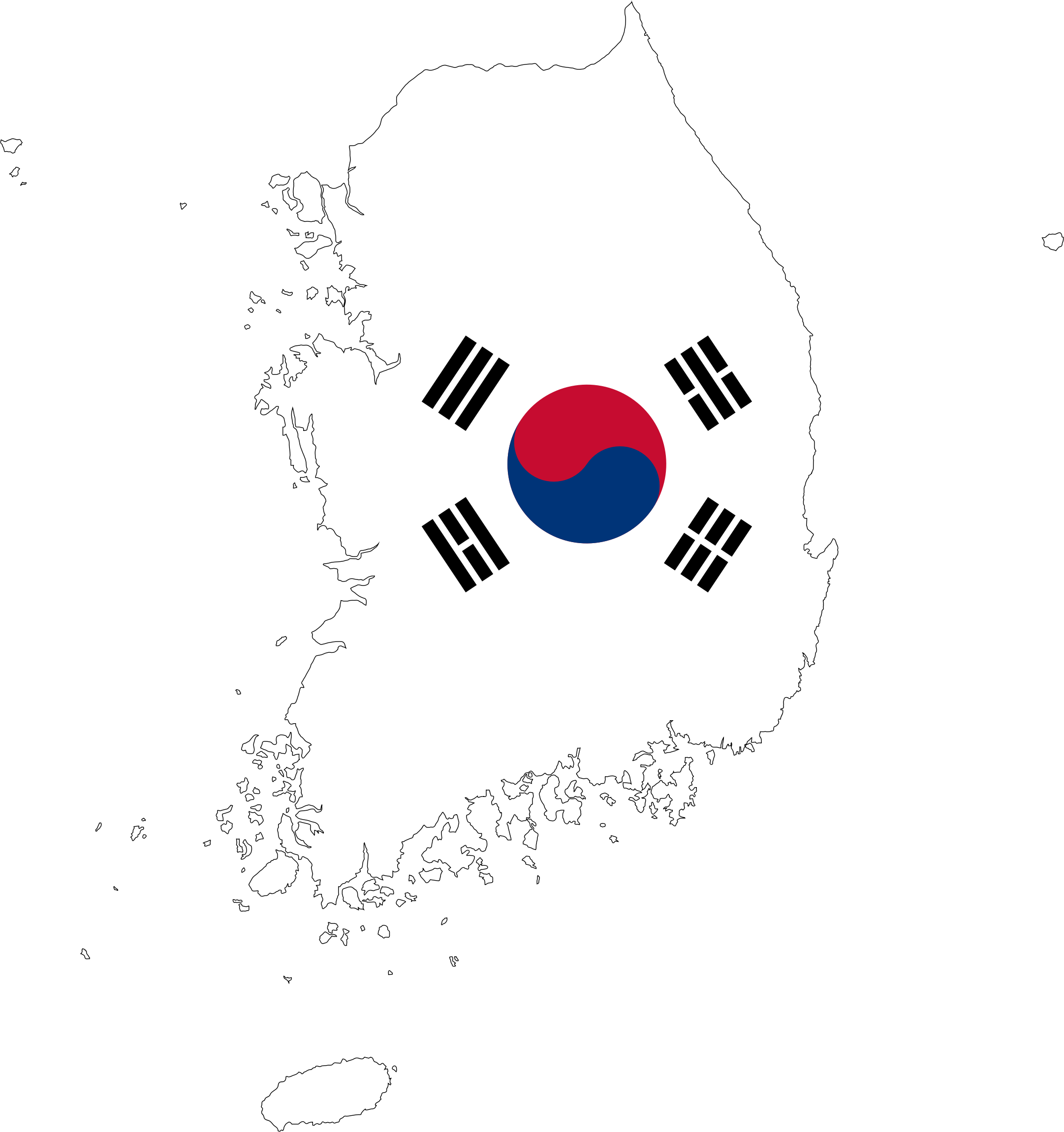 South Korea Mapwith Flag