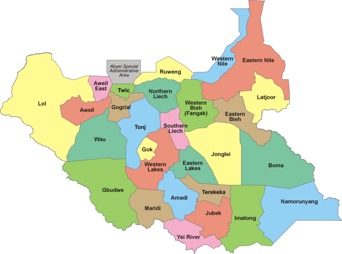 South Sudan Administrative Divisions Map