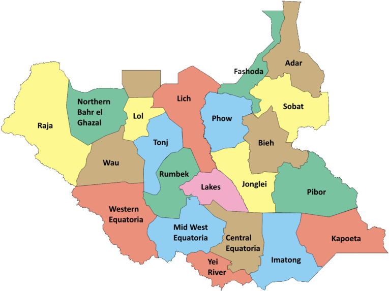 South Sudan Administrative Divisions Map