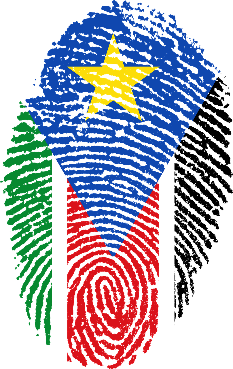 South Sudan Flag Fingerprint Art