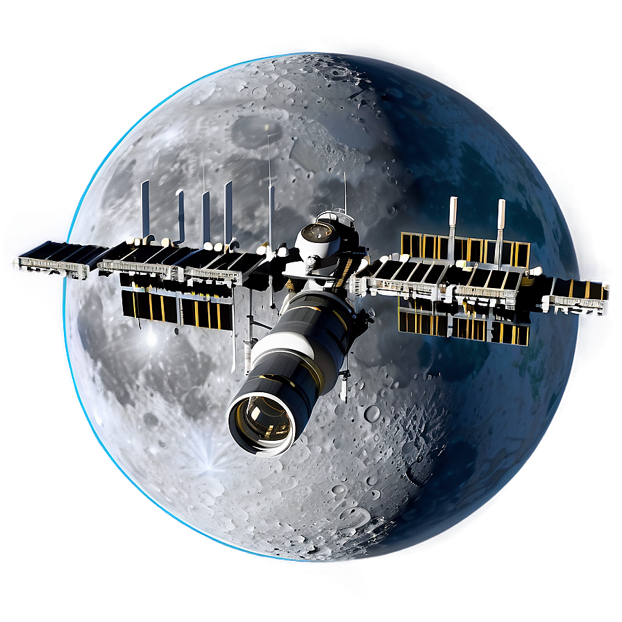 Space Station With Moon Background Png 06132024