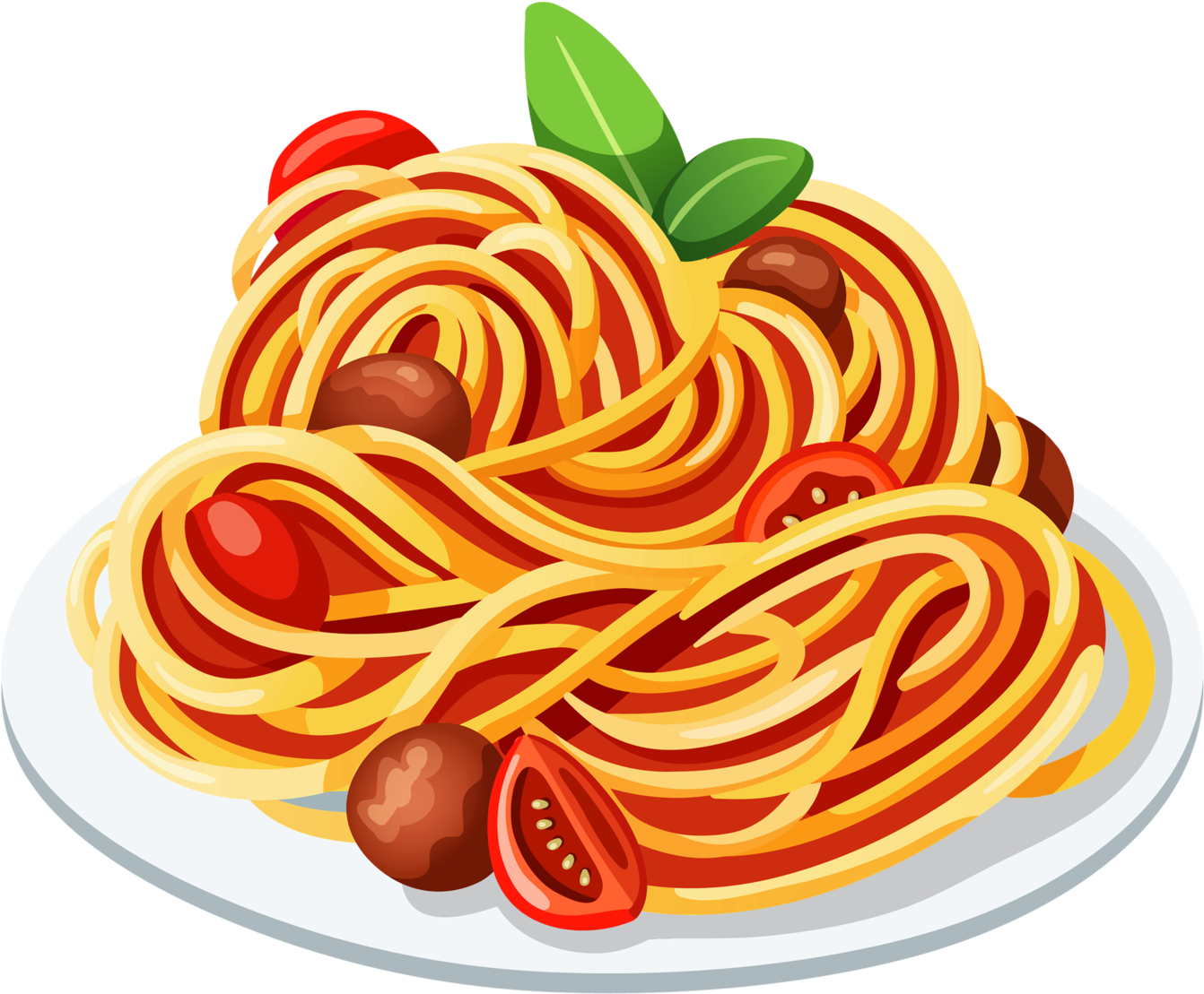 Spaghetti Tomato Basil Illustration