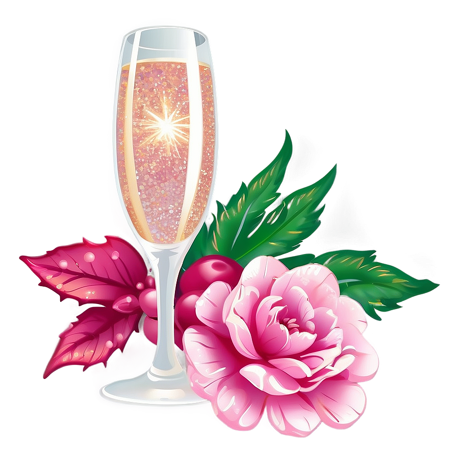 Sparkle Pink Champagne Festivity Png Drv3