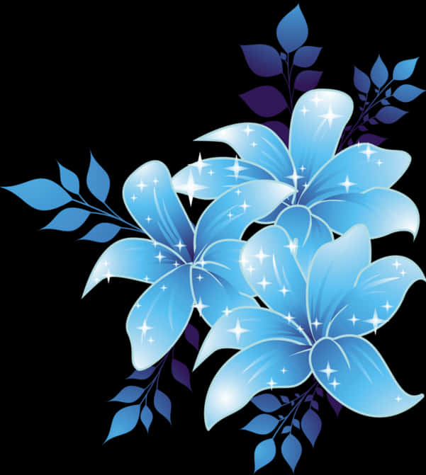 Sparkling_ Blue_ Floral_ Design