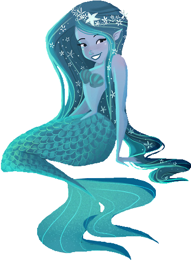 Sparkling Blue Mermaid Illustration