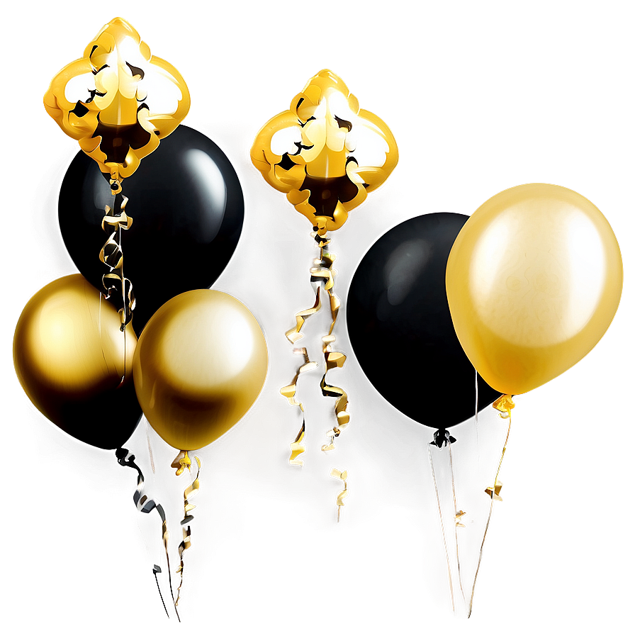 Sparkling Gold And Black Balloons Png 06132024