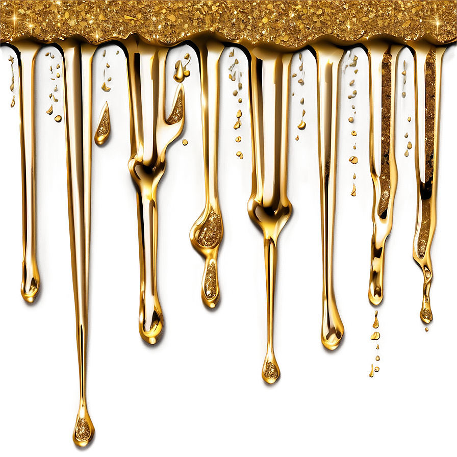 Sparkling Gold Glitter Drip Png 69