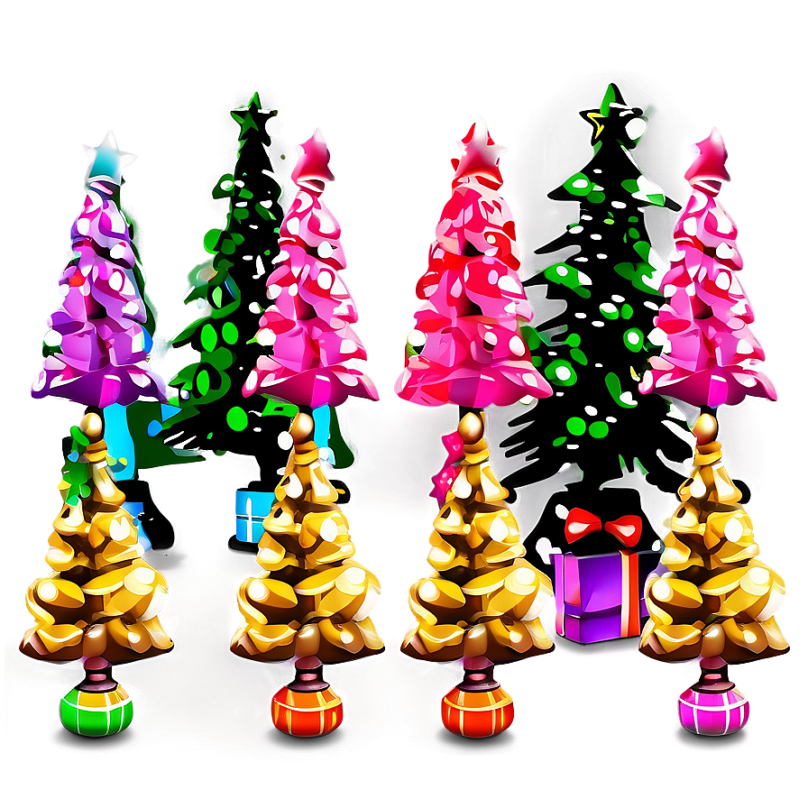 Sparkling Pink Christmas Tree Png Unx