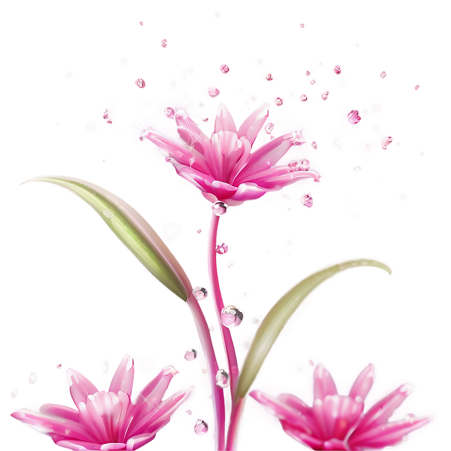 Sparkling Pink Flower Dew Png Ldf39