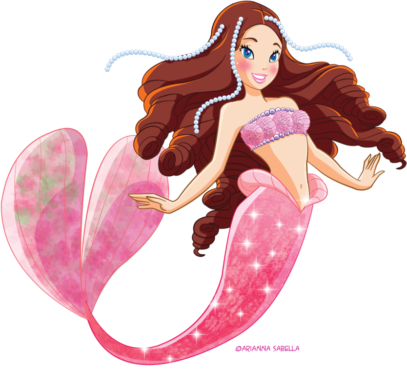 Sparkling Pink Mermaid Illustration