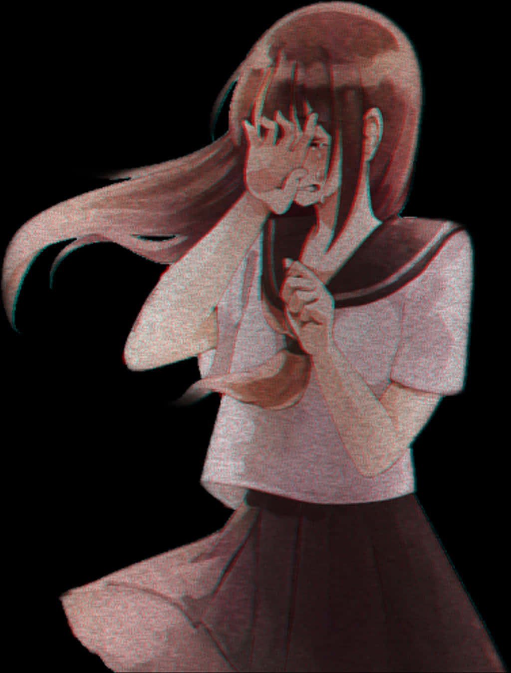 Spectral Anime Girl Glitch Art