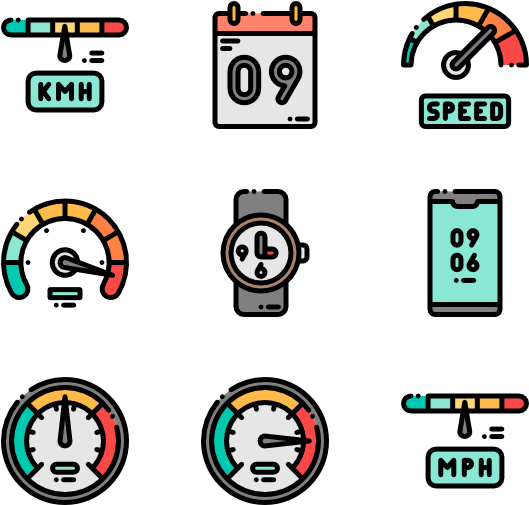 Speedometerand Time Icons Set