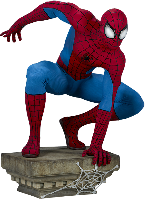 Spider Man_ Crouching_on_ Gargoyle_ Statue