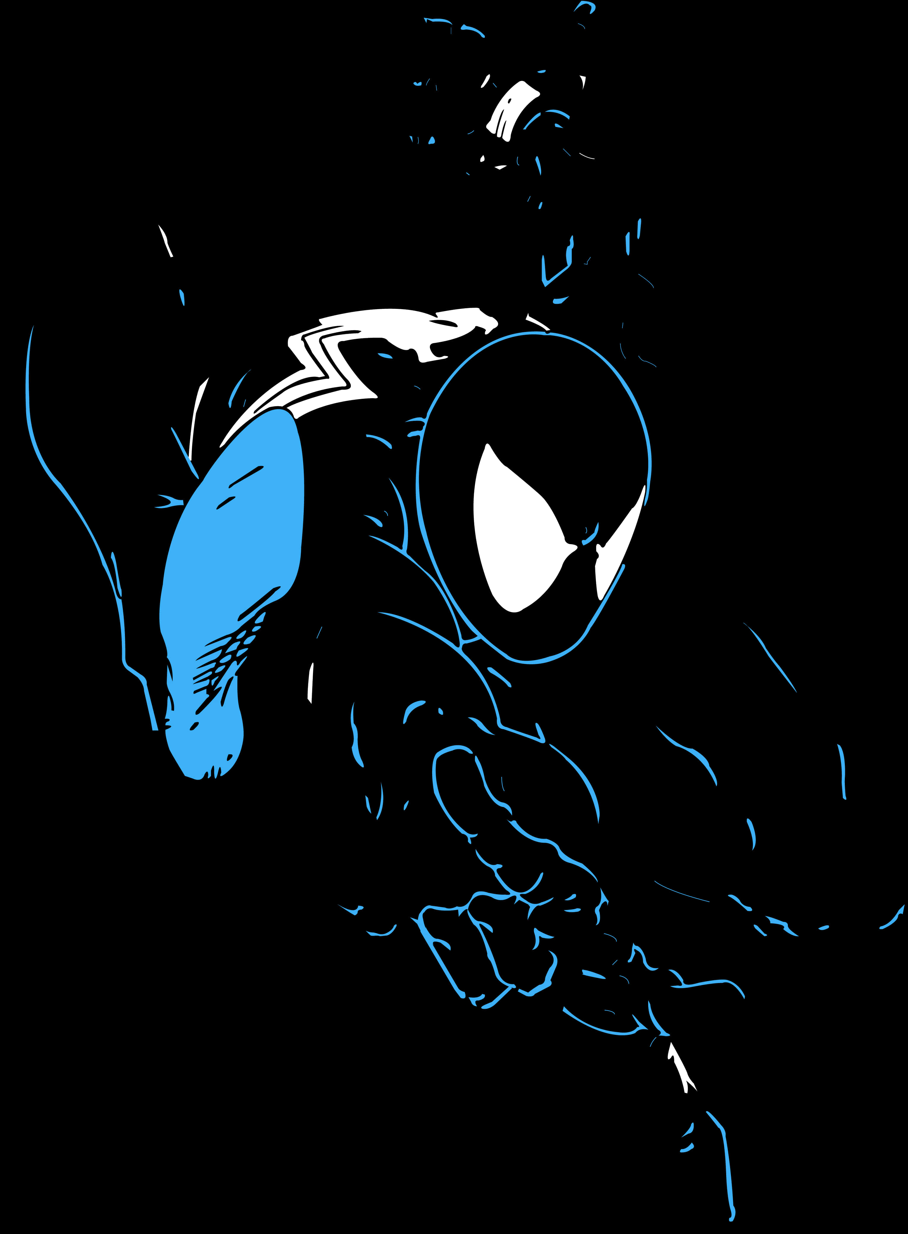 Spiderman Blue Black Silhouette Art